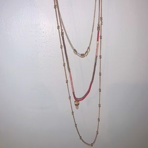 Red and gold layered necklace